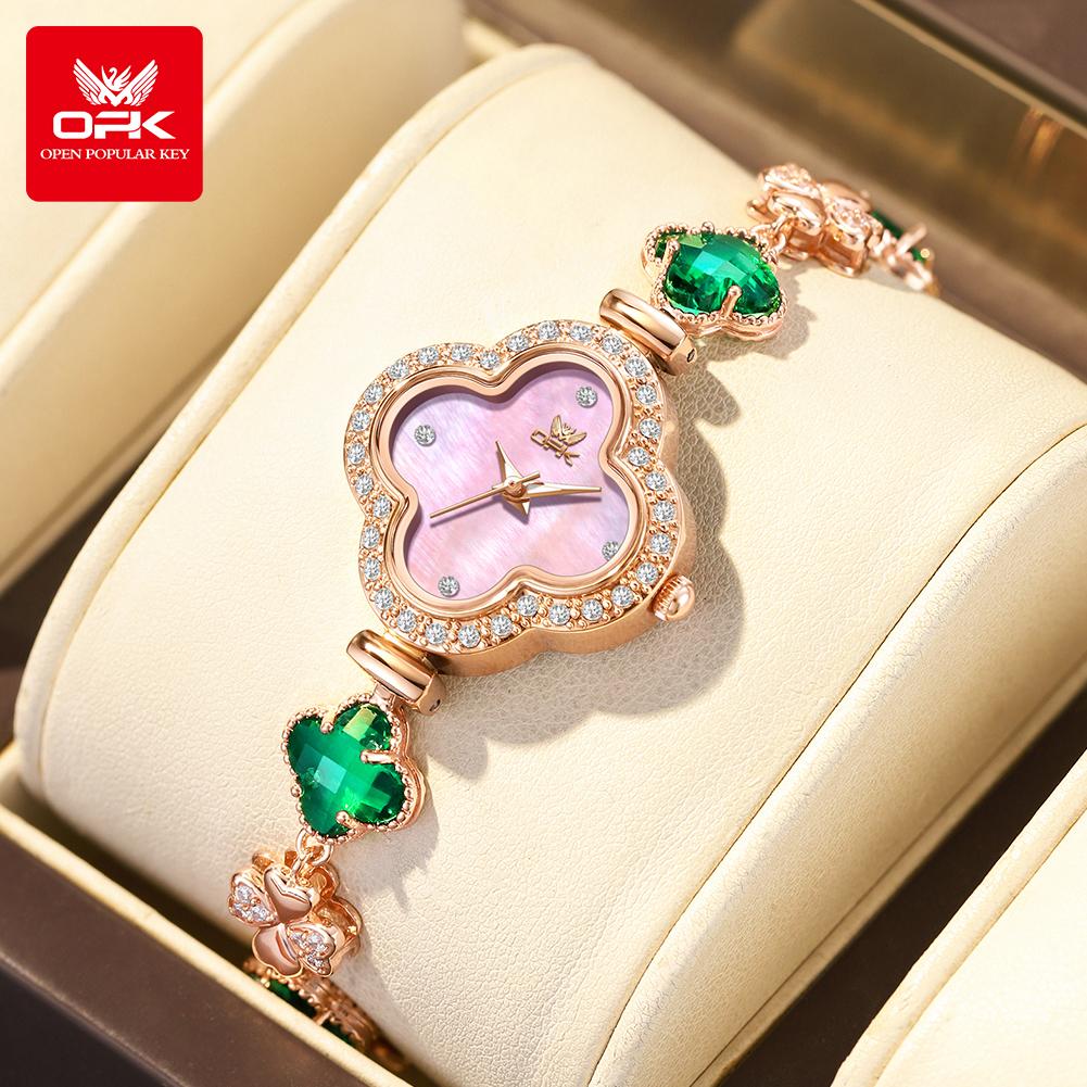 OPK 6071 Fashion Elegant Quartz Women's Wristwatch Luminous Diamond Bezel Waterproof Luxury Ladies Watch