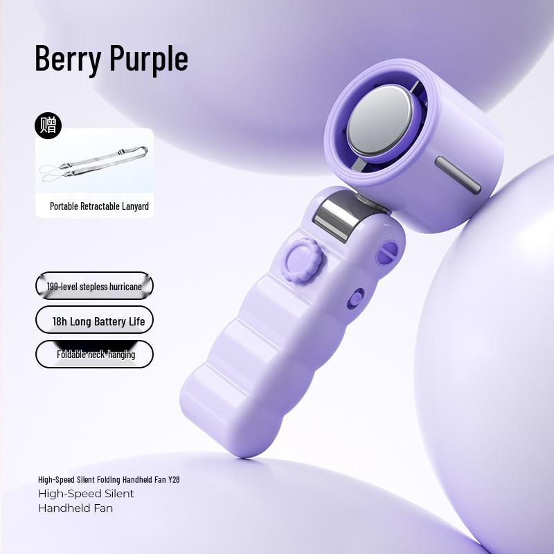 2026 High-Speed Handheld Fan with Digital Display, 199 Gears, Ice Pack Cooling, Turbine, Three-Fold Design & Lanyard.