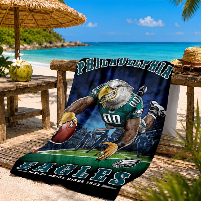 Asciugamano da Spiaggia Philadelphia Eagles, Asciugatura Rapida, Facile da Curare, Adatto Sia per il Fitness che per le Vacanze al Mare, Essenziale per lo Sport