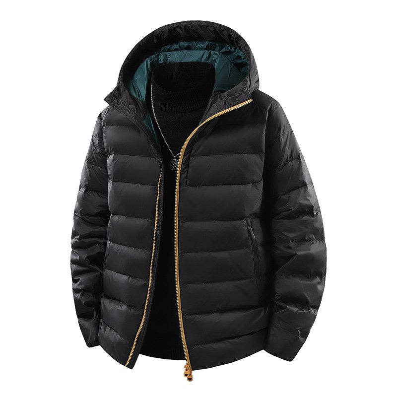 Dongjie No Logo Flus Lightweight Casual Hooded Jacket Sports High-Quality down Jacket Men s Warm Coat Black and Yellow 4XL