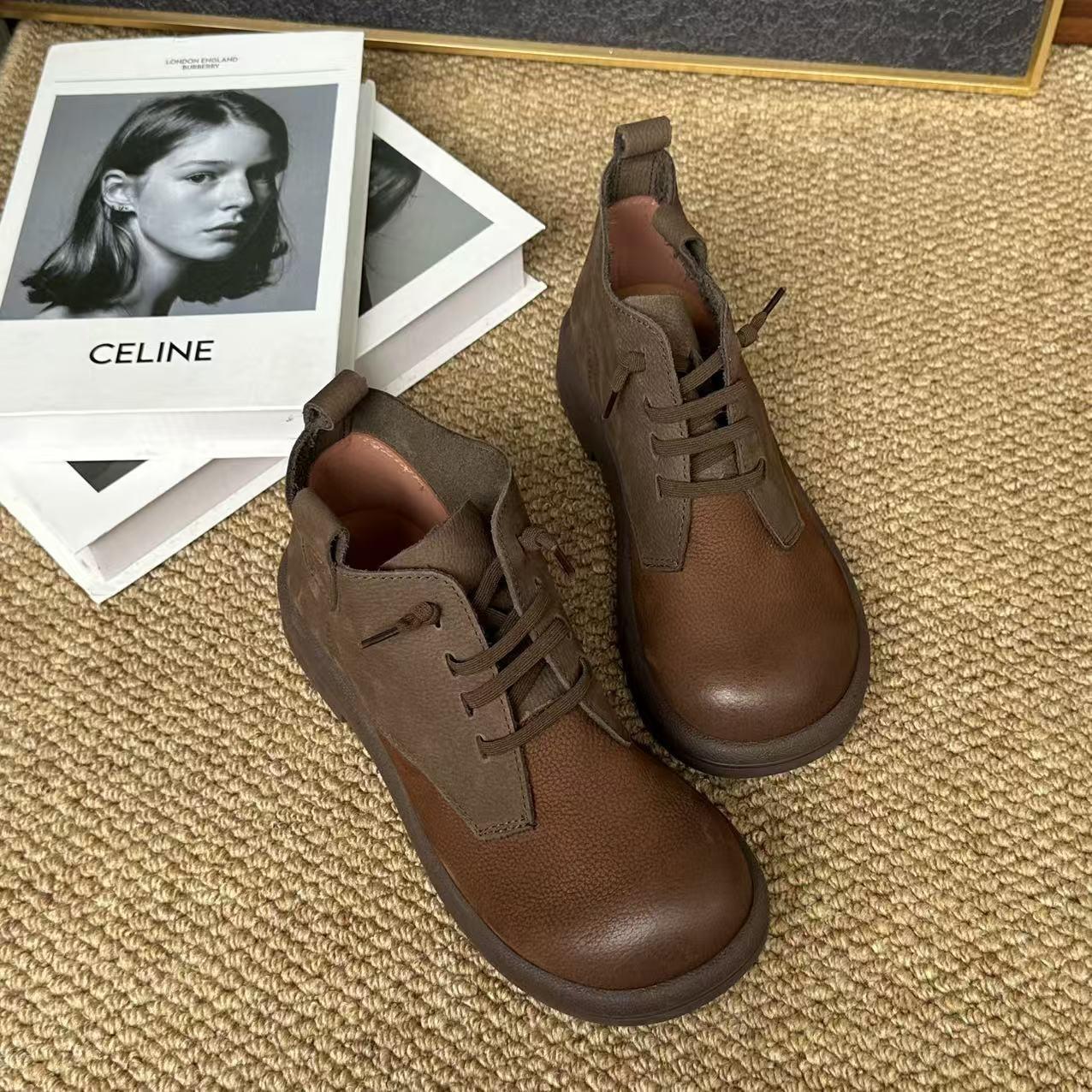 

Ботильоны на платформе женские из натуральной кожи на шнуровке с перекрестной шнуровкой, с прошивкой, женские осенние туфли ручной работы, с круглым носком, женские ботинки 40