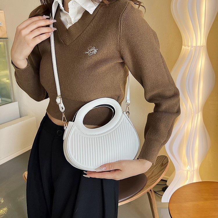 New Bag Autumn and Winter High-end Striped Dopamine Saddle Bag Niche Design Handbag Shoulder Messenger Bag