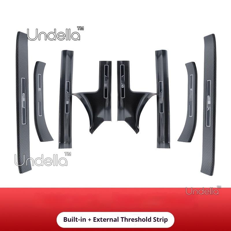 For Geely Coolray 2026 2027 Coolray Plus Car Door Sill Guards Pedal Threshold ABS Carbon Fiber Pattern Trim Cover Accessories