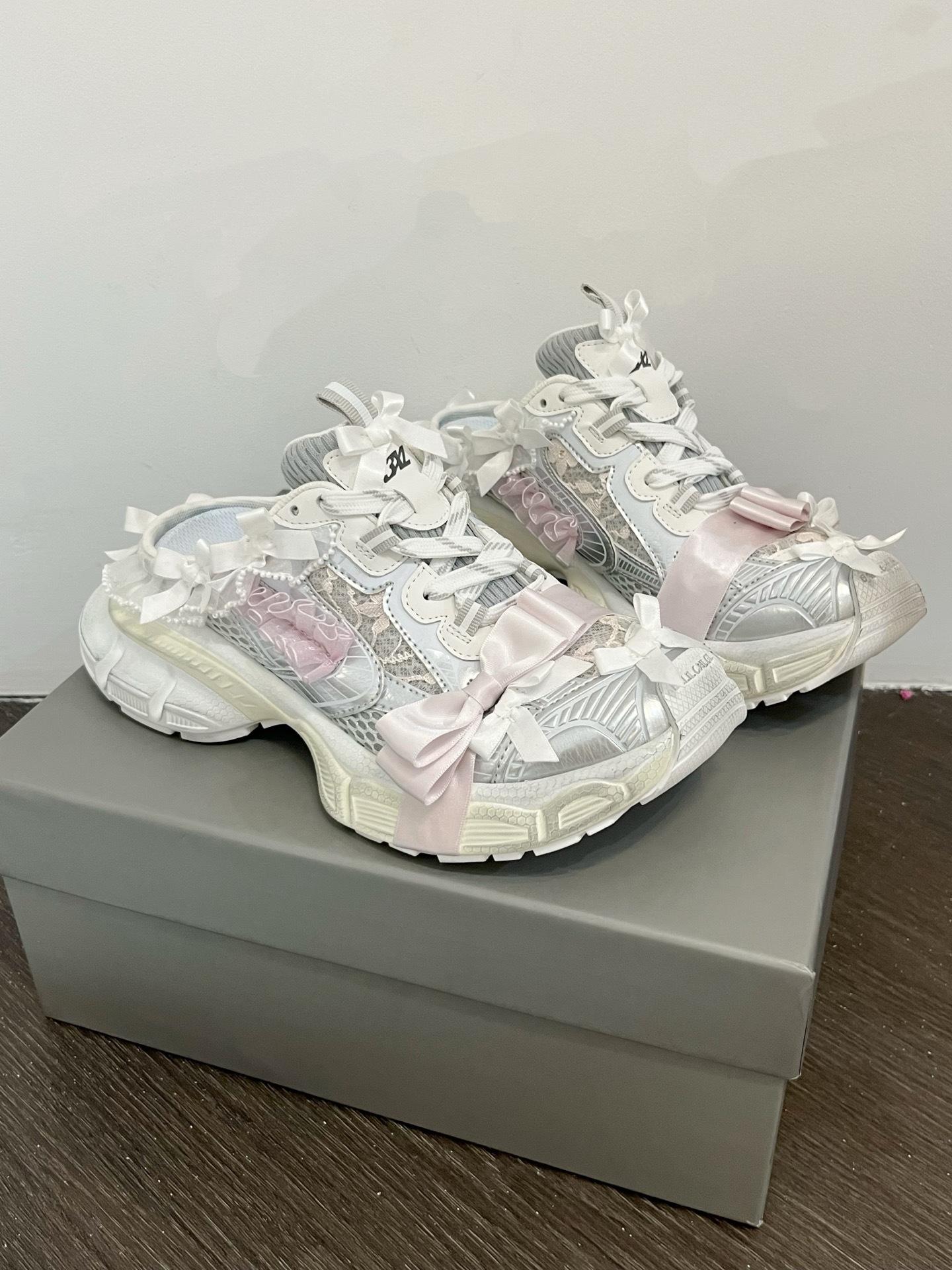 

3XL бант кружево толстая подошва полу-шлепки старые повседневные туфли папины кроссовки лето дышащие мешок голова 35 шампанского