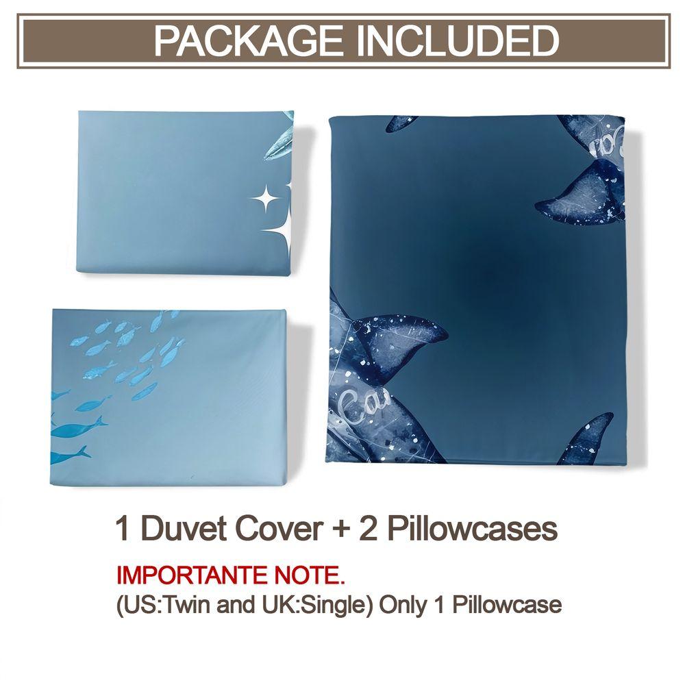 Whale Duvet Cover Set Celestial Sea Animal Bedding Set Starry Sky Digital Print Quilt Cover For Bedroom Home Decor