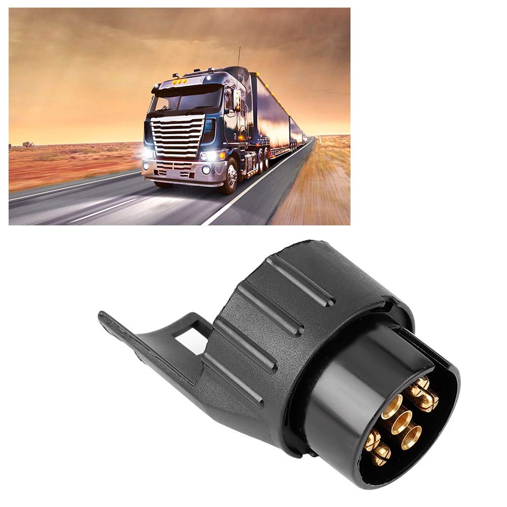Duokon ABS 7 bis 13 Pin Anhänger LKW Wohnwagen Anhängersteckdose Stecker Konverter Adapter (Schwarz)