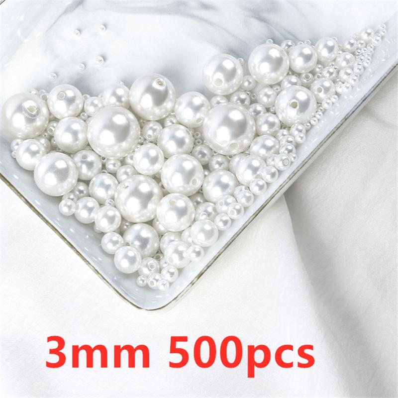 

500pcs 3 4 6 8 10 mm Imitation Pearl Beads With Hole Beading Accessories Acrylic Necklace Bracelet Spacer Beads Jewelry Making белый