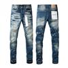 GLYDE High Street Jeans Fashion Trends Wash Distressed Light Indigo Transparent Rhinestones Stretch Skinny Button Ripped Jeans