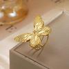 Stainless Steel Adjustable Butterfly Women'S Ring Gold Plated Finger Rings Trendy Jewelry Birthday Gift