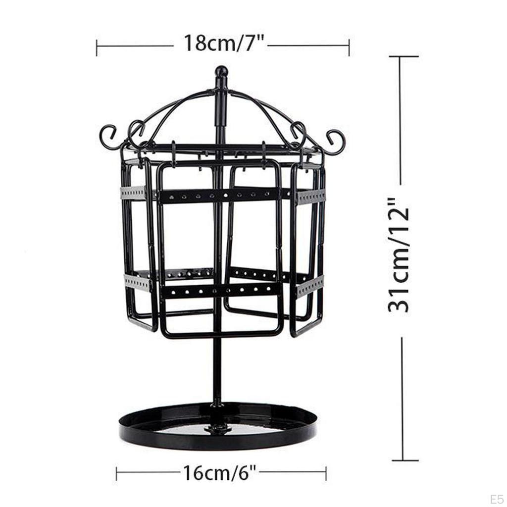 Rotary Jewelry Display Stand Organizer Necklace High Capacity Creative Metal Organize
