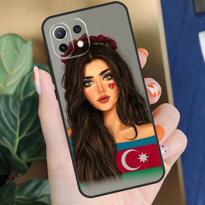 Azerbaijan Flag Girl Case For Xiaomi 17 Pro Max 14 15 Ultra 13T 14T 15T Pro POCO F8 F7 F5 F6 X5 X6 X7 Pro Coque