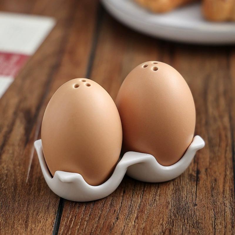 Egg Shaped Ceramic Flavoring Utensils Creative Ceramic Kitchen Household Eggs Grid Practical Kitchen Tools Seasoning Jar Bottles
