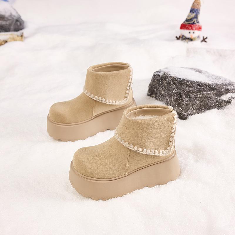 

Снежные ботинки новые ретро осенние короткие ботинки женские маленькие толстые подошвы на высокой платформе цвет Майяр коричневый хипстерский 40