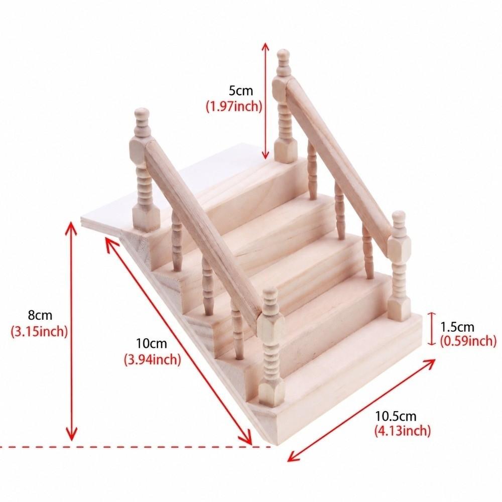 Delicate Miniature Handrail Staircase Plain Dollhouse Stairs Mini House