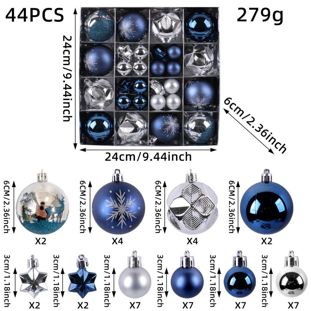 Electroplated Irregular Christmas Tree Ball Ornaments - Painted Plastic Hanging Baubles with Gift Box