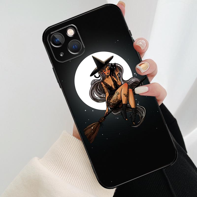 Moon Witch Horror Phone Case For iPhone 13 12 11 14 15 16 Pro Max Mini X XS Max XR Plus Case Back Cover