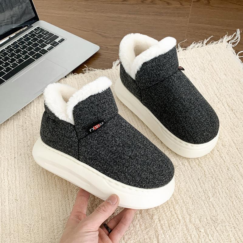 Women's warm cotton shoes in the winter of 2025 new thick-soled fluff all-inclusive heel non-slip velvet warm home cotton shoes