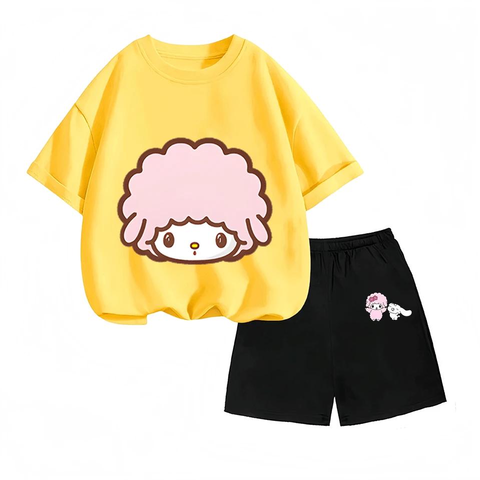 Cartoon Print Short Sleeve Set Summer Casual Children's Clothing Hot Sale