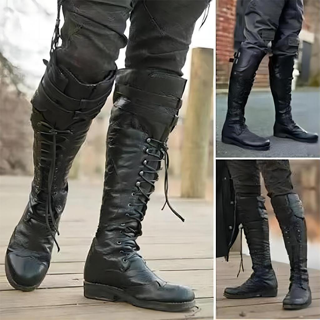 New European and American Retro Lace-up Motorcycle Boots Plus Size Men's Locomotive Boots