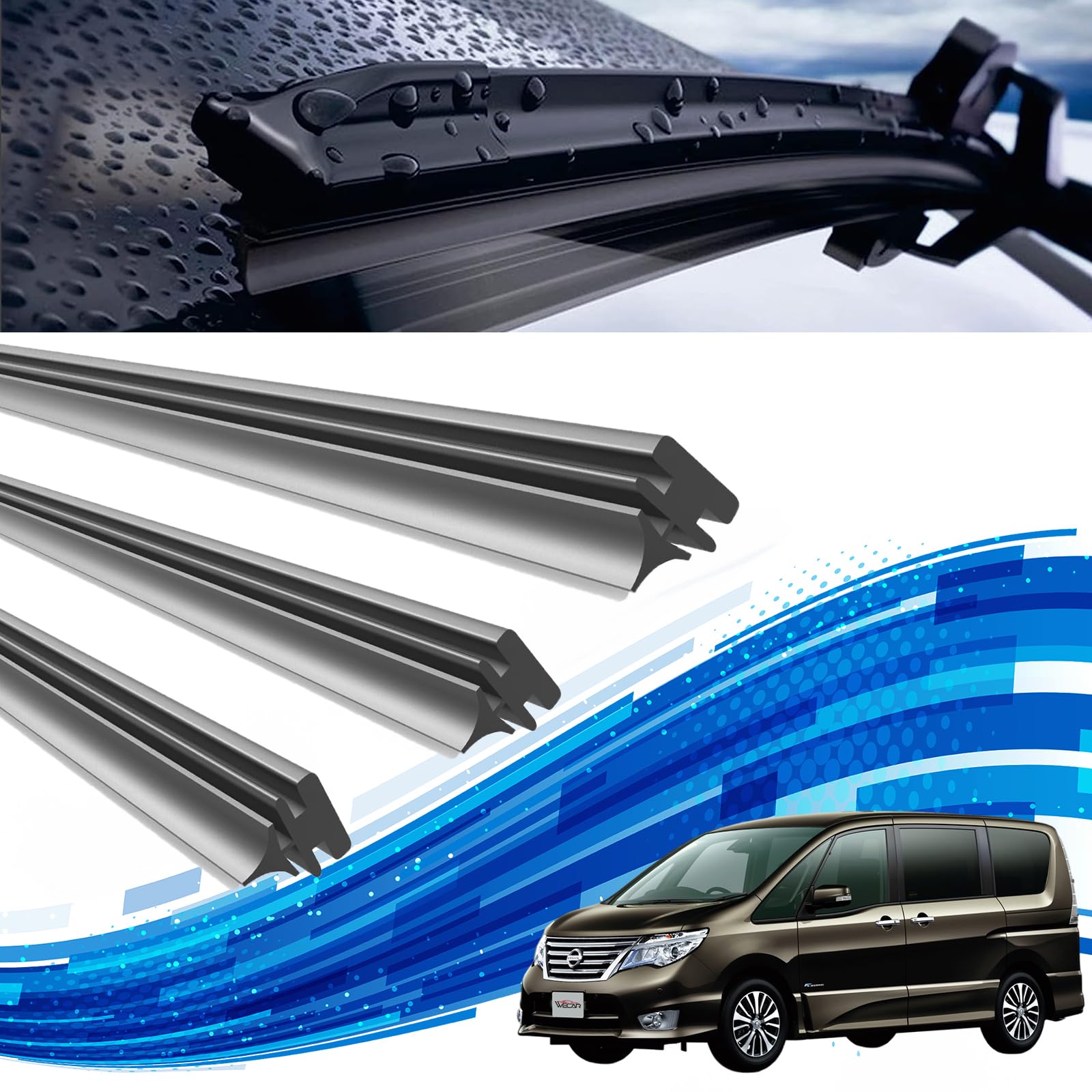 

Serena C26 New Type Wiper Replacement Rubber Compatible Size Replacement Set Natural Rubber Driver