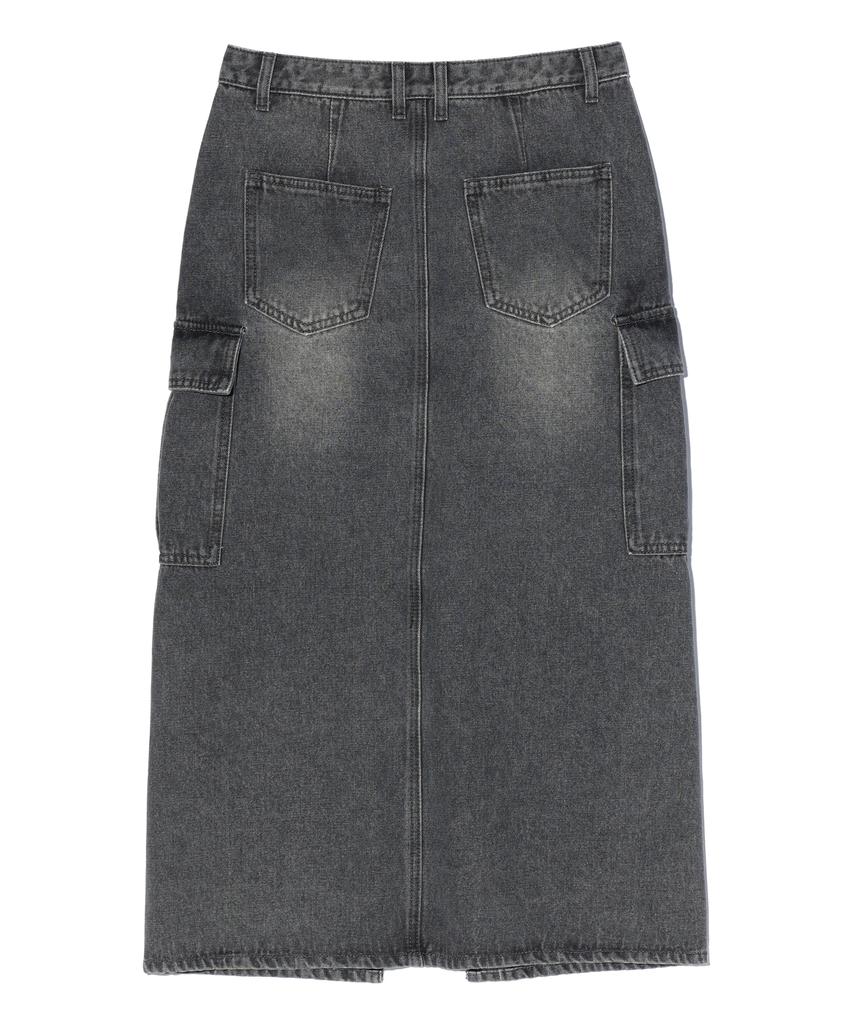 Dist Nine Cut Cargo Long Denim Skirt Grey (Lp3Kf696-072)