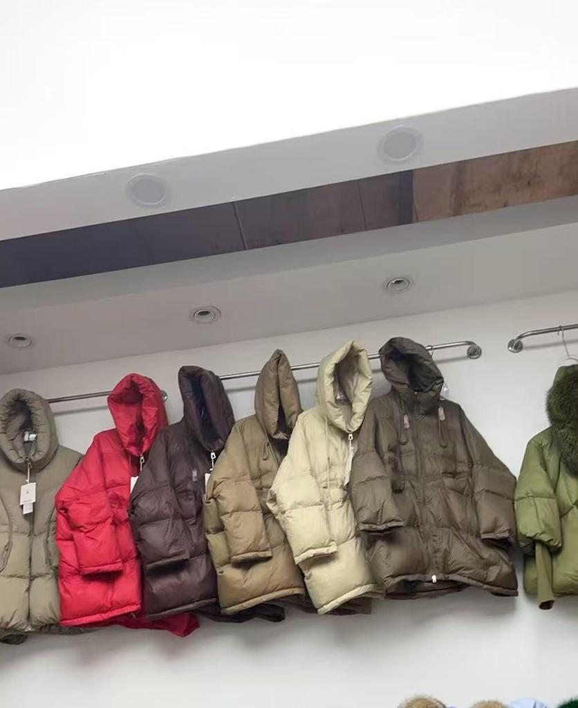 Women's Mid-Length Hooded Patchwork Pendant Down Jacket - Plus Size, Loose Fit, White Duck Down, Autumn/Winter Style