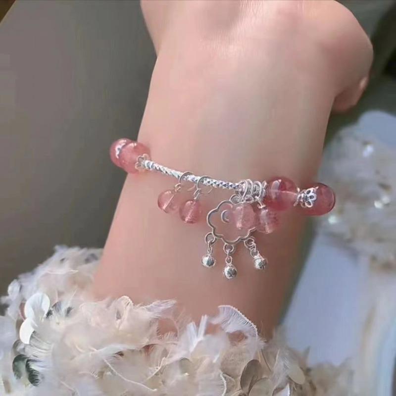 Strawberry Sweet Butterfly Bracelet Premium Couple Wind Sweet Bracelet Peach Blossom Girlfriend Moonlight Bracelet Gift