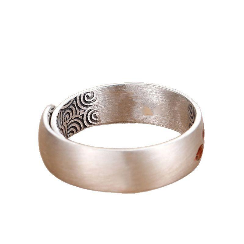 Adjustable Open Ring Men Women Floral Lotus Design Vintage Style Plated Statement Finger