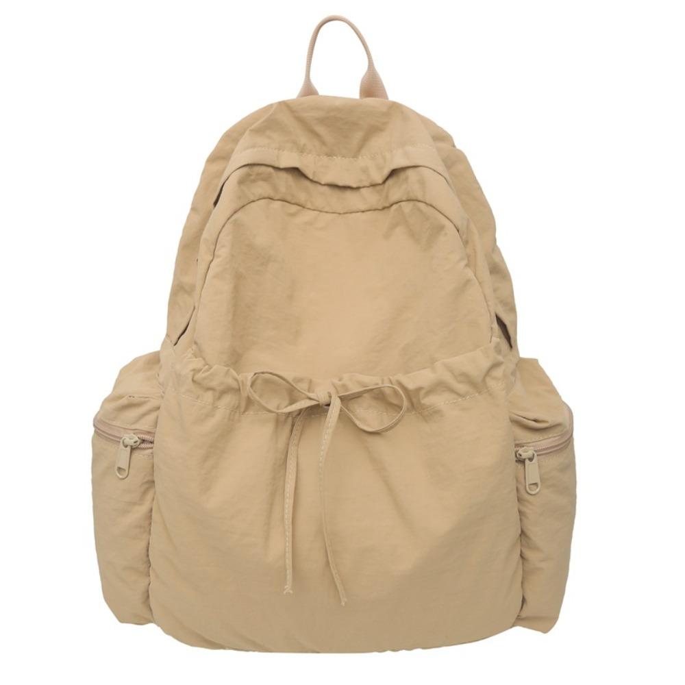 Bowknot Bow Backpack Solid Color Student School Bag Fashion Drawstring Rucksack Outdoor Use