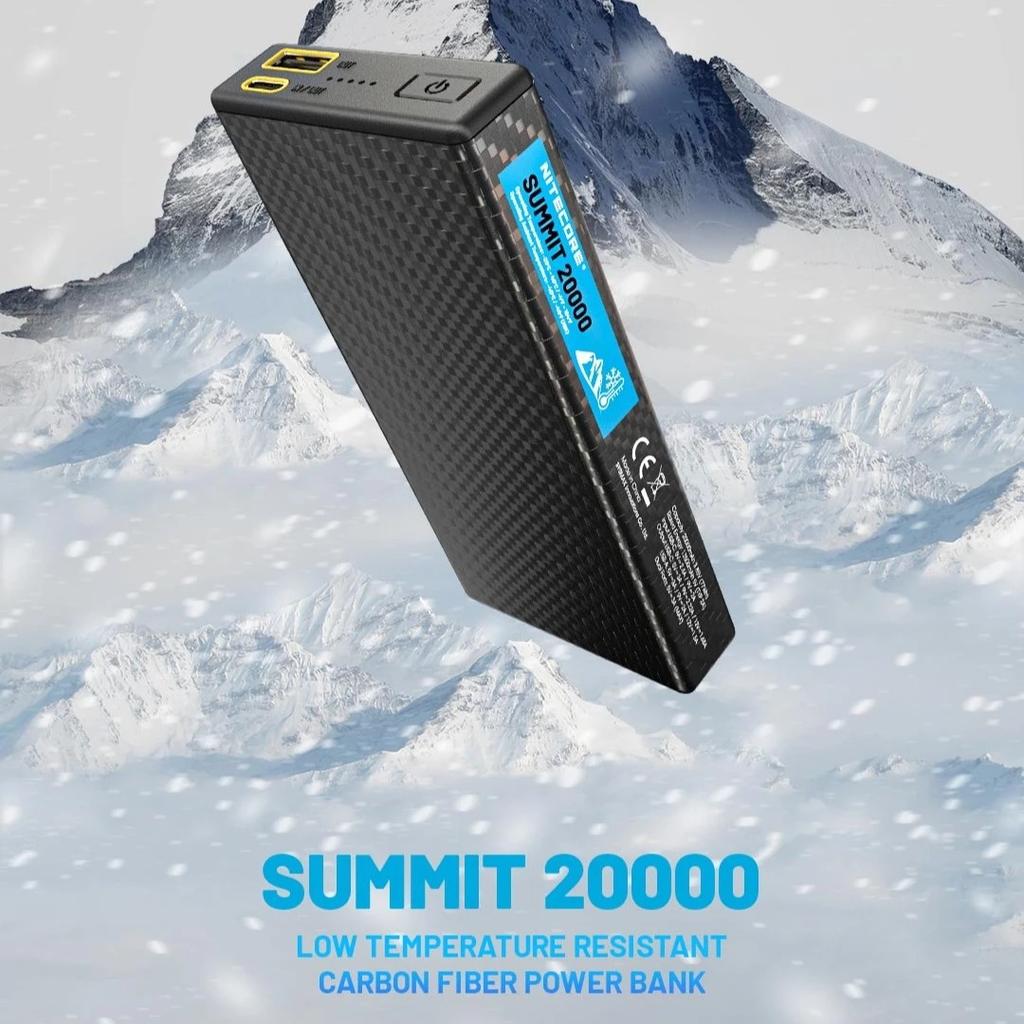 Nitecore SUMMIT 20000mah Power Bank Mobile Low temperature Carbon Fiber Charger Fast Charging Portable Charger Clambing