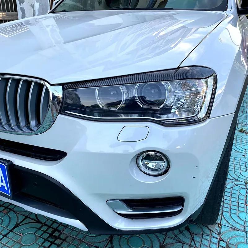 Pcs Car Headlight Lamp Eyebrows Cover Trim Stickers For BMW X3 F25 X4 F26 2014-2017 Model ABS Material Car Accessories