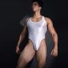 Sexy Men Deep V Neck Bandage High Cut Bodysuit Elastic Corset Body Shaper Oil Glossy Shiny One Pieces Thongs Gay Leotard