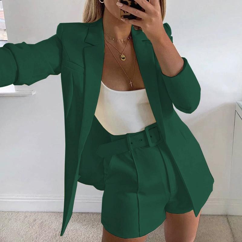 Newest 2 Piece Set Women Fashion Blazer Casual Office Business Shorts and Coats Outwear Suits Jacket
