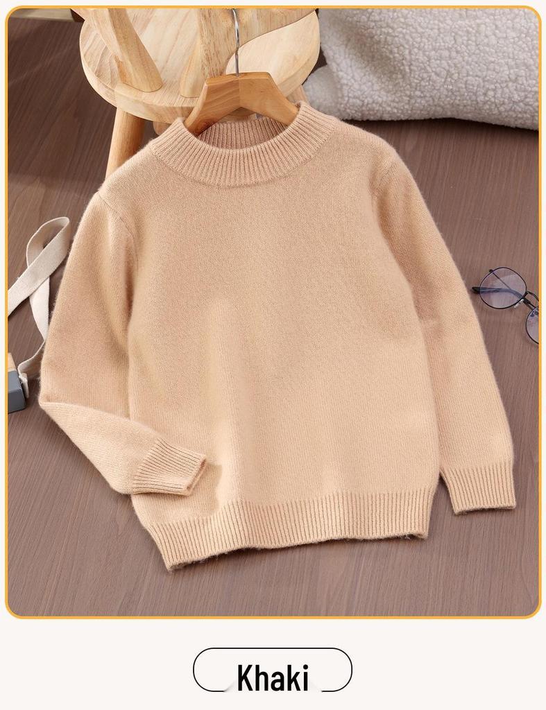 Autumn/Winter Boys' Cashmere Half-High Collar Pullover Sweater - Korean Style Knitwear for Children