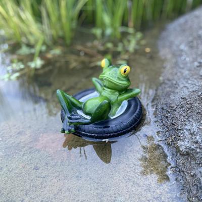 Ornement Grenouille en Résine Sculpture Vue d'Eau Flottante Décoration Grenouille pour Aquarium Ornement pour Jardin Étang Piscine Décor Extérieur
