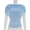 European Style Women's Solid Sleeveless Scarf Collar Top