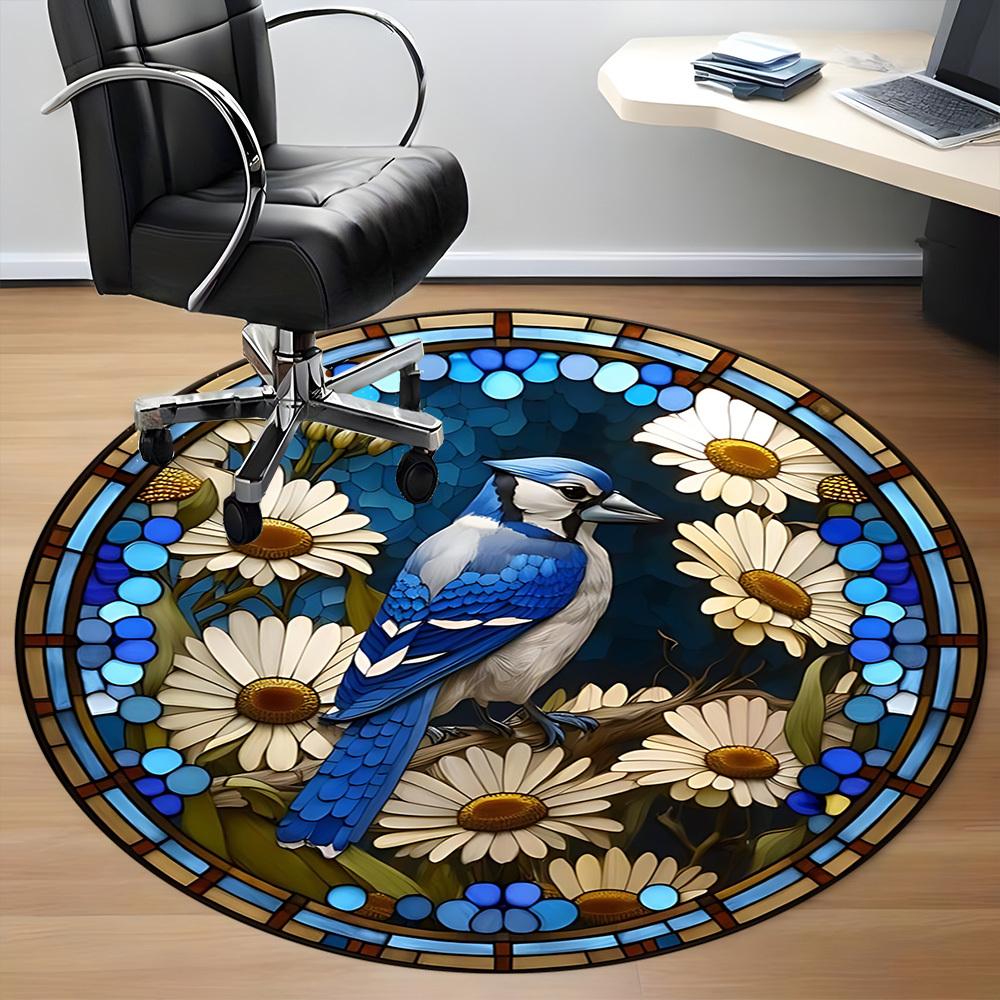 1pc Stained Glass Jay Carpet for Office, Non-slip, Soft and Durable Office Rug, Perfect for Office yy260128094