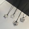 Geometric Silver Black Rope Sweater Chain Necklace for Women, Korean-Style, Long and Versatile