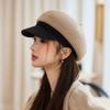 Versatile British Style Beret Autumn and Winter Hat for Women Thickened Windproof and Warm Painter Hat Korean Version Big Head Newspaper Boy Hat