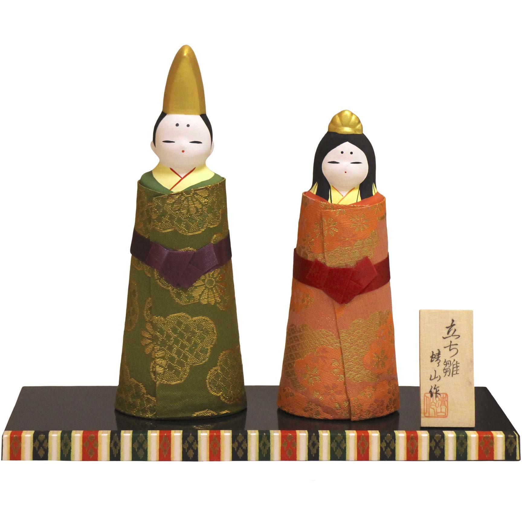 Yokkaichi Bankoyaki in Hina dolls accented with fabric [Made Japan] [Nishiki Hina] gold-painted [Hand-painted ceramic]