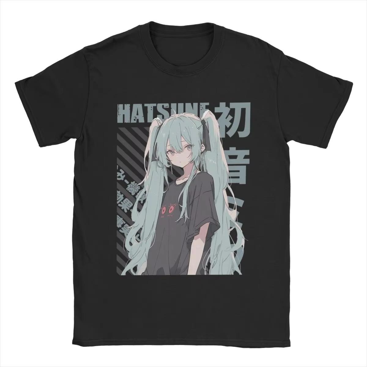 The best product for you Hatsune Miku Anime Harajuku Print T-shirt Y2K Heren Dames Casual Korte Mouw Ronde Hals Katoenen T-shirt Unisex Mode Comfort Top S