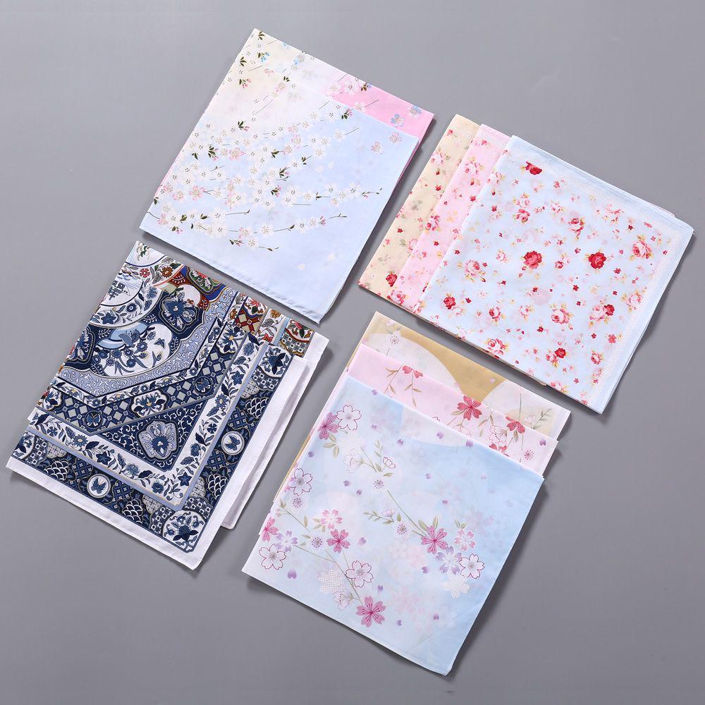 Women's Vintage Pure Cotton Handkerchief - Absorbent, Soft, Summer-Weight, Printed Square Towel