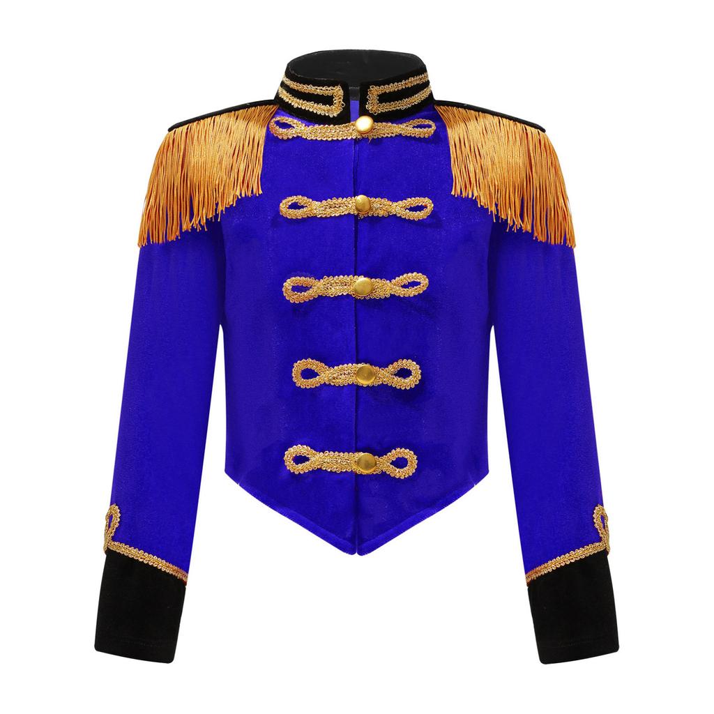 Kids Girls Ringmaster Jacket Costume Long Sleeve Fringe Tassel Shoulder Jacket Coat Circus Tailcoat Halloween Cosplay Dress Up