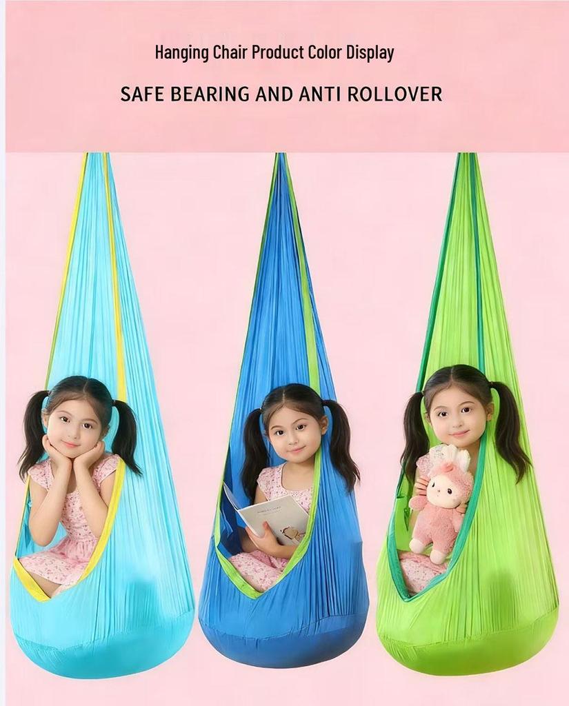 Children's Hanging Chair with Inflatable Cushion - Portable Swing for Parks and Yards
