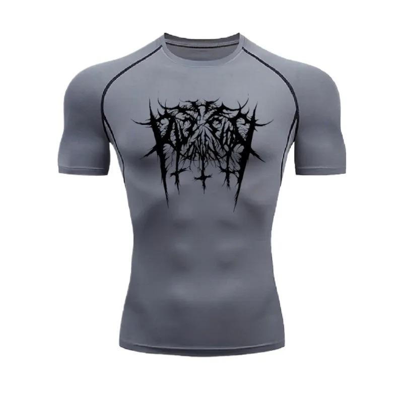 Men Compressed Short-sleeved Workout Summer Sweat Absorbing Gym Exercise Running T-shirt Sports elastic Fast Dry Breathable Tight Fit