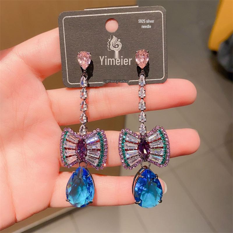 S925 Silbernadel Luxus Diamant Quaste Ohrstecker - Damenschmuck für Gesellschaftsdamen Hängeohrringe