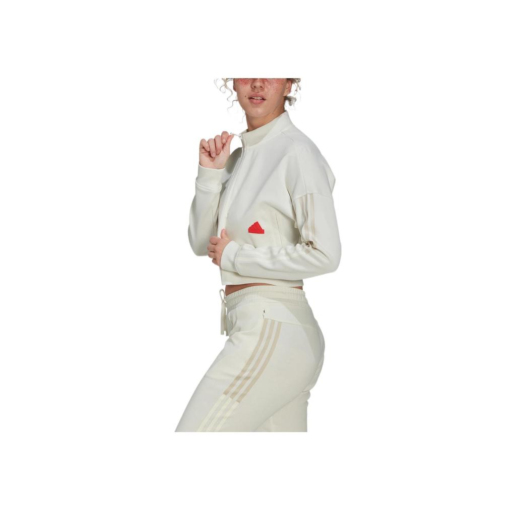 Adidas Solid Color Zip-Up Stand Collar Jacket Women Jacket White HM2859