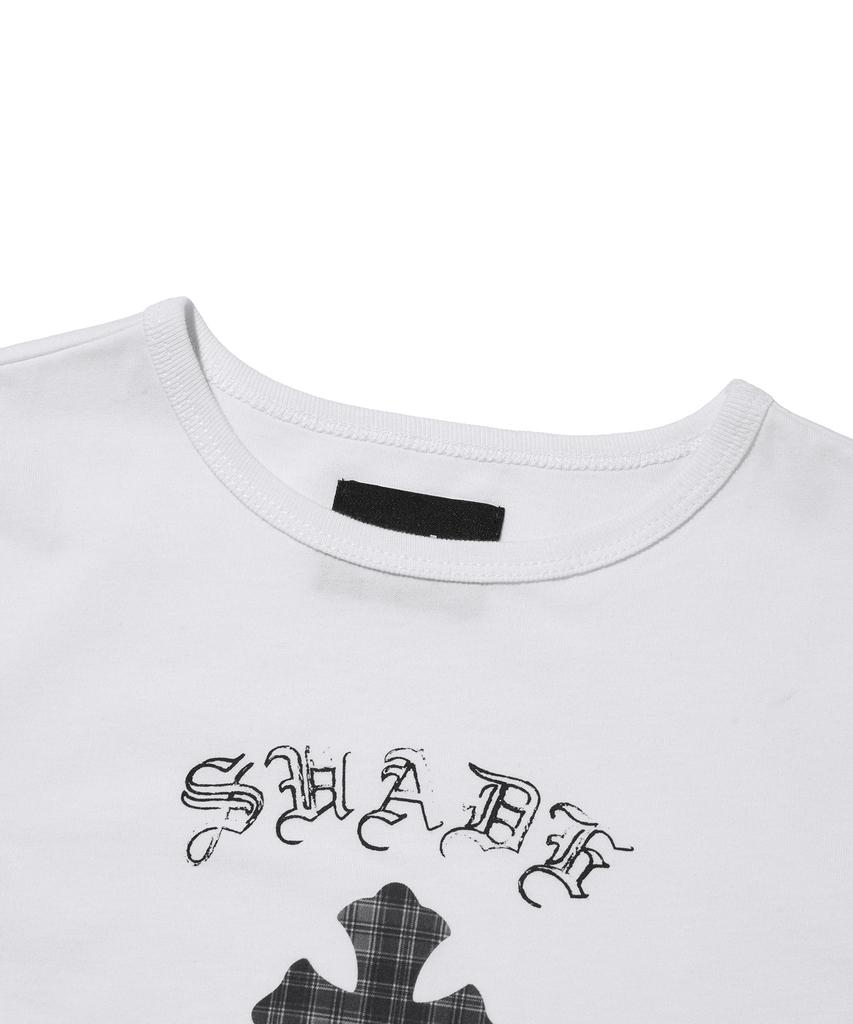 Seuweideu Checkered Cross Crop Tee [White]