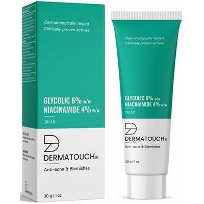 DERMATOUCH Κρέμα Γλυκολικού 6% κ/κ Νιασιναμίδης 6% κ/κ |Για Αντιμετώπιση Ακμής και Κηλίδων | Για Όλους τους Τύπους Δέρματος | Για Άνδρες & Γυναίκες | 30Γ