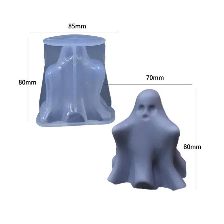 1 Pcs Cute Creative Shape Ghost Halloween Scented Candle Silicone Molds DIY Horror Skull Chocolate Candy Baking Mold Home Decor